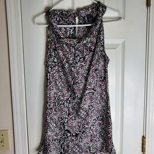 Chic Black, White. and Pink Patterned Sleeveless Top